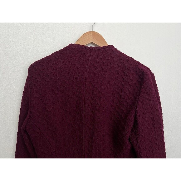 VTG Donna Karan New York Women's Burgundy Wool Blazer Jacket Gold Buttons M - Picture 6 of 7